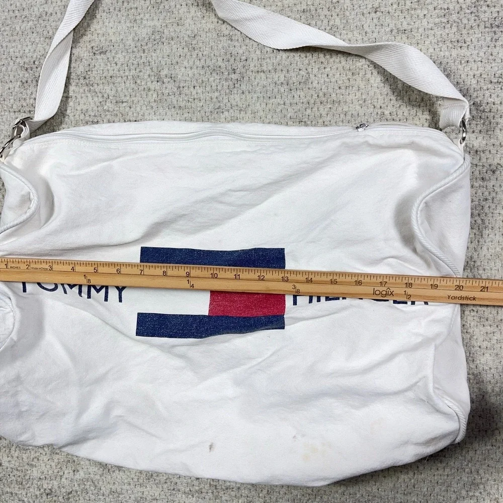 Vintage‎ Tommy Hilfiger Duffle Bag Spell Out Logo Dubble Sided Gym Travel Canvas